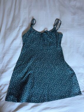 Sky and Sparrow Teal Floral Midi Dress